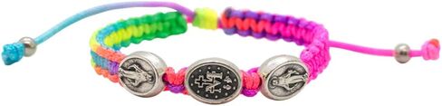Miraculous Medal Woven Bracelet | Adjustable Size | Christian Fashion Accessory | Great Catholic Gift for First Confession and First Holy Communion | Made in Italy in Saudi Arabia