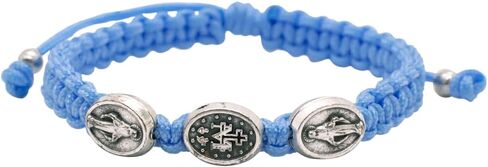 Miraculous Medal Woven Bracelet | Adjustable Size | Christian Fashion Accessory | Great Catholic Gift for First Confession and First Holy Communion | Made in Italy in Saudi Arabia