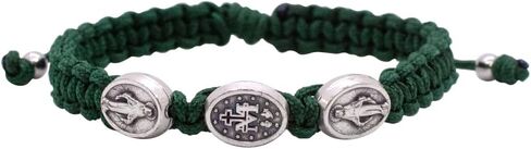 Miraculous Medal Woven Bracelet | Adjustable Size | Christian Fashion Accessory | Great Catholic Gift for First Confession and First Holy Communion | Made in Italy in Saudi Arabia