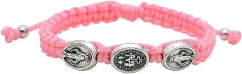 Miraculous Medal Woven Bracelet | Adjustable Size | Christian Fashion Accessory | Great Catholic Gift for First Confession and First Holy Communion | Made in Italy in Saudi Arabia