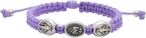 Miraculous Medal Woven Bracelet | Adjustable Size | Christian Fashion Accessory | Great Catholic Gift for First Confession and First Holy Communion | Made in Italy in Saudi Arabia