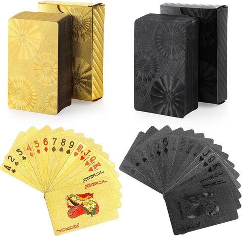 Jucoan 6 Decks Playing Cards, Waterproof Plastic Poker Cards, Gold and Black Foil Playing Cards for Party Game, Poker Size, Standard Index in Saudi Arabia