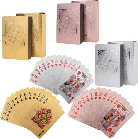 Jucoan 6 Decks Playing Cards, Waterproof Plastic Poker Cards, Gold and Black Foil Playing Cards for Party Game, Poker Size, Standard Index in Saudi Arabia