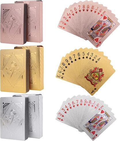 Jucoan 6 Decks Playing Cards, Waterproof Plastic Poker Cards, Gold and Black Foil Playing Cards for Party Game, Poker Size, Standard Index in Saudi Arabia