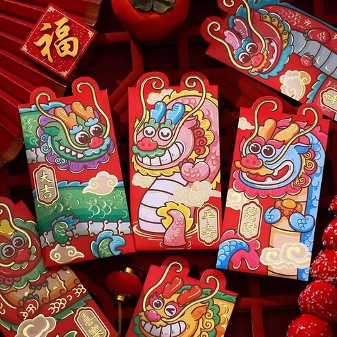 30pcs Red Envelopes Lucky Money Envelope Chinese Hong Bao Dragon Gift Envelopes for Spring Festival Birthday Party Wedding Baby Gift in Saudi Arabia