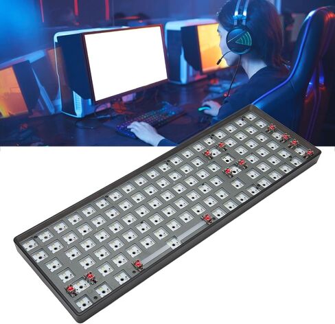Yoidesu Custom Gaming Keyboard, RGB Modular DIY Mechanical Keyboard Kit, 75% 100 Keys Hot Swappable BT 5.0 2.4GHz Wired Keyboard PCB Mounting Plate Kit, Programmable (Black) in Saudi Arabia