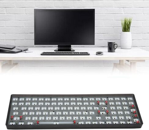 Yoidesu Custom Gaming Keyboard, RGB Modular DIY Mechanical Keyboard Kit, 75% 100 Keys Hot Swappable BT 5.0 2.4GHz Wired Keyboard PCB Mounting Plate Kit, Programmable (Black) in Saudi Arabia