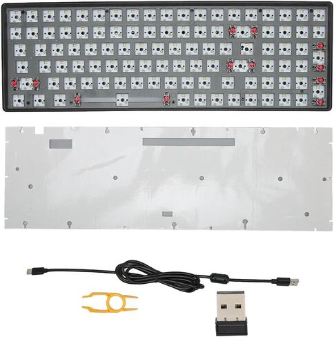 Yoidesu Custom Gaming Keyboard, RGB Modular DIY Mechanical Keyboard Kit, 75% 100 Keys Hot Swappable BT 5.0 2.4GHz Wired Keyboard PCB Mounting Plate Kit, Programmable (Black) in Saudi Arabia