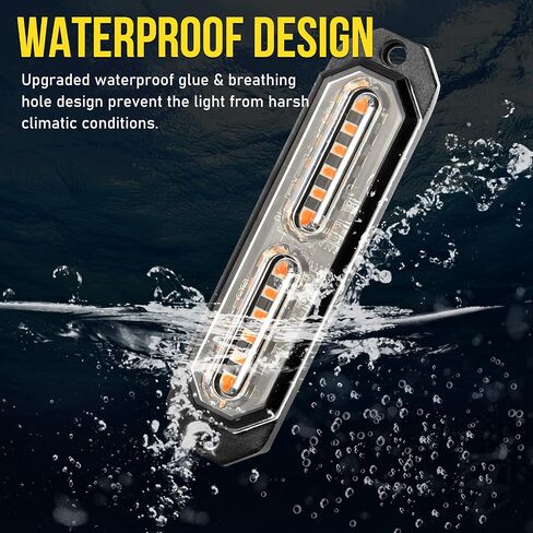 Amber Led Grille Strobe Lights,12-LED Emergency Warning Light Bar, Universal Surface Mount, 23 Flashing Mode, for Off Road Vehicle ATVs Truck,4PC Pack (PZ-CB-02-Y) in Saudi Arabia