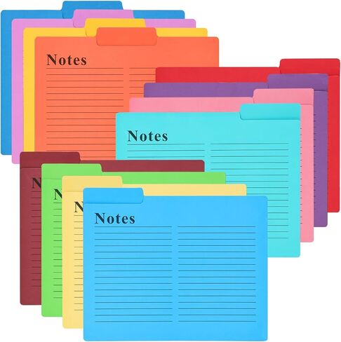EOOUT 36 Pack Lined File Folders Heavyweight File Folders 12 Vibrant Colors with 1/3 Cut Tabs, Letter Size 9.5 x 11 Inches for School and Office Supplies in Saudi Arabia
