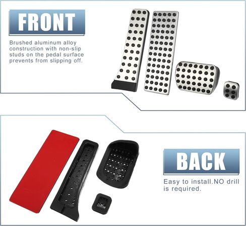 X AUTOHAUX 4 Pcs Accelerator Pedal and Brake Pedal Cover Set Car Pedal Pad for MercedesBenz W203 W204 W210 W211 W212 Metal Rubber Silver Tone Black in Saudi Arabia