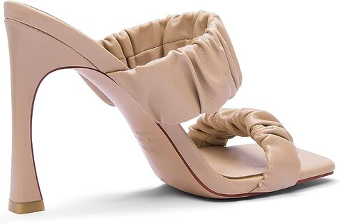 GIN High Square toe heels for women Mules heels for women Slip On Stilettos Open toe Ruched Straps Sandal in Saudi Arabia