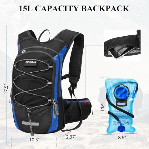 NONSAR Hydration Backpack, Hiking Backpack with 3L Water Bladder, Lightweight Insulation Hydration Pack, Water Backpack for Hiking, Cycling, Running, Festival, Camping for Men Women in Kuwait