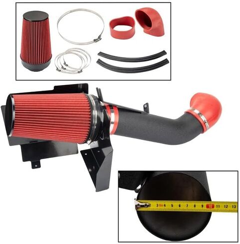 طقم مدخل هواء بارد مقاس 4 بوصات مناسب لـ 99-06 Sierra/Silverado 1500 2500,01-06 Sierra Silverado 3500,02-06 Escalade/Avalanche,00-06 Tahoe/Suburban 1500 2500 أنبوب ألومنيوم مع فلتر درع الحرارة (أسود) in Saudi Arabia