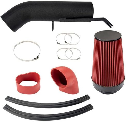 طقم مدخل هواء بارد مقاس 4 بوصات مناسب لـ 99-06 Sierra/Silverado 1500 2500,01-06 Sierra Silverado 3500,02-06 Escalade/Avalanche,00-06 Tahoe/Suburban 1500 2500 أنبوب ألومنيوم مع فلتر درع الحرارة (أسود) in Saudi Arabia