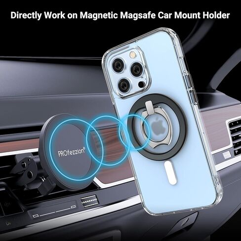 [عبوة من قطعتين] حامل حلقة معدنية رفيعة من PROfezzion لـ MagSafe، مقبض هاتف مغناطيسي قوي قابل للإزالة لهاتف iPhone 15 14 13 12 Pro Max Plus مع حافظة MagSafe [ليس للجراب العادي] [متوافق مع حامل السيارة MagSafe] in Kuwait