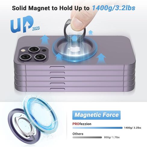 [عبوة من قطعتين] حامل حلقة معدنية رفيعة من PROfezzion لـ MagSafe، مقبض هاتف مغناطيسي قوي قابل للإزالة لهاتف iPhone 15 14 13 12 Pro Max Plus مع حافظة MagSafe [ليس للجراب العادي] [متوافق مع حامل السيارة MagSafe] in Kuwait