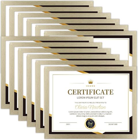 8.5x11 Picture Frame Certificate Frames Set, 12 Count, 8.5 x 11 Frames Bulk for Award Certificate Document Diploma, School, Office, Home Display ,Wall or Tabletop Display (Brown) in Saudi Arabia