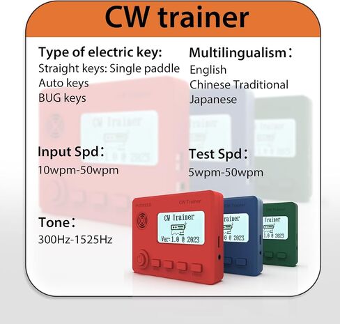 Mini CW Trainer Morse Code Trainer with Display, Moore Simo Wales Code Shortwave Radio Telegraph Key Car Key Learning CW Radio for Telegraph Practice with Charging Cable (Blue) in Saudi Arabia