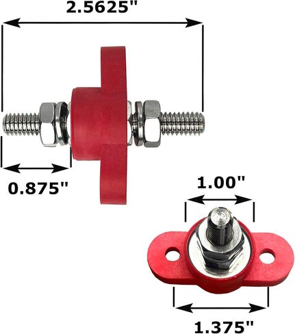 MGI SpeedWare 5/16" Feed-Thru Stud Junction Block Power Post for 12V 24V Automotive and Marine Battery Accessories Connections (Red) in Saudi Arabia