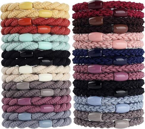 ربطات شعر للشعر السميك، 32 قطعة من ربطات الشعر المطاطية من Tyfthui، حاملات ذيل الحصان، أساور ربطات شعر للنساء والفتيات، لا تسبب ضررًا ولا تجاعيد، مرنة لشعر المرأة متعددة الألوان in Kuwait