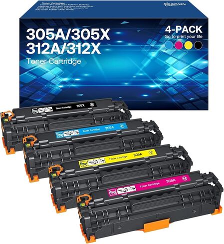 خرطوشة حبر 305A متوافقة مع HP 305A 305X 4 Pack CE410A عالية الإنتاجية لطابعة Laserjet Pro 400 Color MFP M451dn M475dn M476nw Pro 300 Color M351A M351 (أسود، سماوي، أرجواني، أصفر) in Kuwait