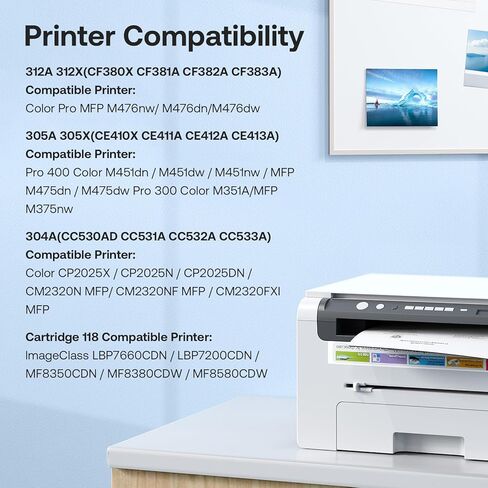 خرطوشة حبر 305A متوافقة مع HP 305A 305X 4 Pack CE410A عالية الإنتاجية لطابعة Laserjet Pro 400 Color MFP M451dn M475dn M476nw Pro 300 Color M351A M351 (أسود، سماوي، أرجواني، أصفر) in Kuwait