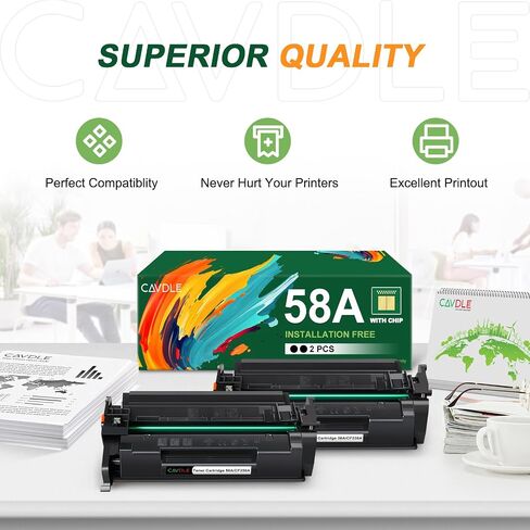 58A CF258A M404n Toner Cartridge Black 2-Pack (with Chip) Compatible for HP 58A CF258A 58X CF258X Pro M404dn M404n M404dw MFP M428fdw M428dw M428fdn M404 M428 M406 M430 Toner Printer in Saudi Arabia