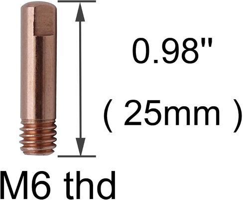 20pk Contact Tip .023'' & 0.6mm M6x25mm Copper Accessory for MB-15AK MIG/MAG Welding Torch in Saudi Arabia
