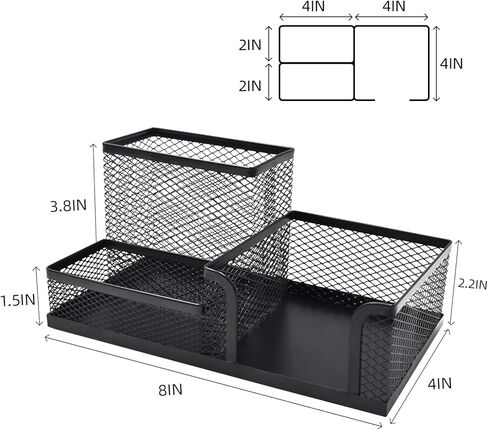 2 حزمة من منظمات مكتب حامل الأقلام الشبكية وملحقات مكتب المكتب للمكتب، 3 مقصورات حاملات أقلام سوداء للوازم المكتبية، منظمة تخزين سطح المكتب، مناسبة للمدرسة، المنزل، أسود in Kuwait