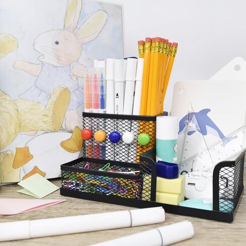 2 حزمة من منظمات مكتب حامل الأقلام الشبكية وملحقات مكتب المكتب للمكتب، 3 مقصورات حاملات أقلام سوداء للوازم المكتبية، منظمة تخزين سطح المكتب، مناسبة للمدرسة، المنزل، أسود in Kuwait