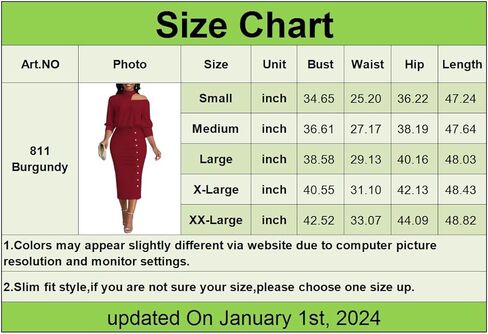 فساتين كوكتيل للنساء مثير برقبة رسن بدون أكتاف 3/4 كم فستان متوسط ​​الطول Bodycon Church Business قلم رصاص (811 عنابي، كبير) in Kuwait