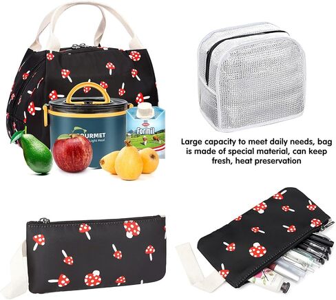 Mushroom School Backpack for Girls, Kids Teen School Bags Bookbags with Lunch Box and Pencil Case in Saudi Arabia