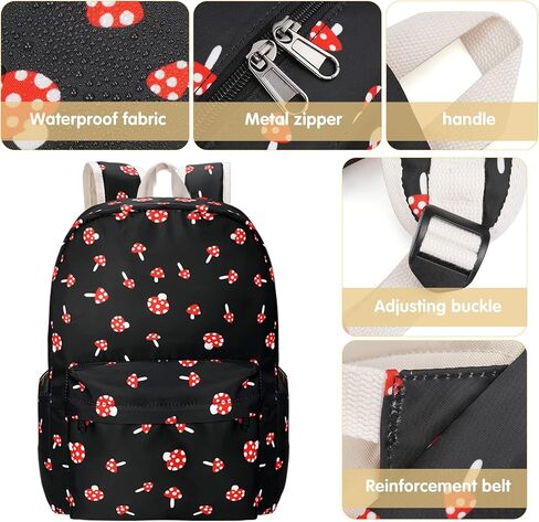 Mushroom School Backpack for Girls, Kids Teen School Bags Bookbags with Lunch Box and Pencil Case in Saudi Arabia