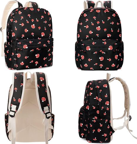Mushroom School Backpack for Girls, Kids Teen School Bags Bookbags with Lunch Box and Pencil Case in Saudi Arabia