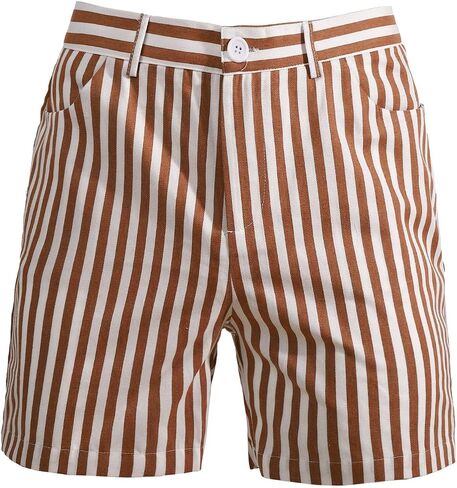 Men's Casual 6" Inseam Shorts Striped Cotton Flat Front Slim Fit Summer Chino Shorts with Pockets in Saudi Arabia