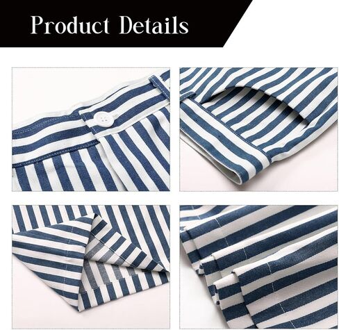Men's Casual 6" Inseam Shorts Striped Cotton Flat Front Slim Fit Summer Chino Shorts with Pockets in Saudi Arabia