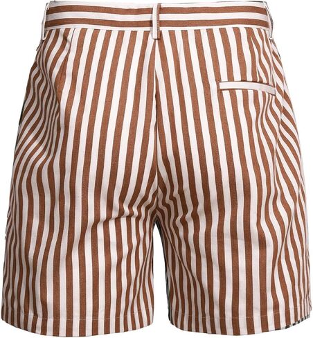Men's Casual 6" Inseam Shorts Striped Cotton Flat Front Slim Fit Summer Chino Shorts with Pockets in Saudi Arabia
