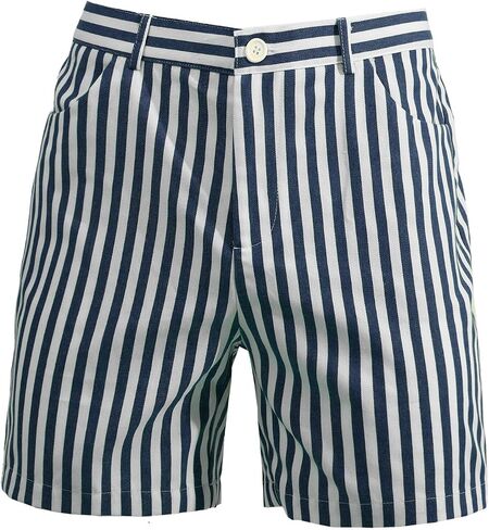 Men's Casual 6" Inseam Shorts Striped Cotton Flat Front Slim Fit Summer Chino Shorts with Pockets in Saudi Arabia