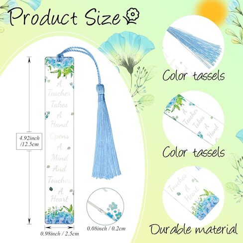 8 Sets Teacher Appreciation Acrylic Bookmarks Teachers Gifts Thank You Gifts from Students Graduation Gift Back to School Transparent Acrylic Cute Floral Bookmarks with Tassel for Women Teacher Gifts in Saudi Arabia