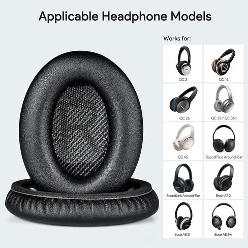 (زوجان + 2 أدوات تثبيت) وسائد أذن بديلة لسماعات Bose Quietcomfort 35 QC25 QC15 Ae2 SoundLink، وسائد أذن ناعمة من إسفنج الذاكرة لسماعات Bose، سمك مريح in Kuwait