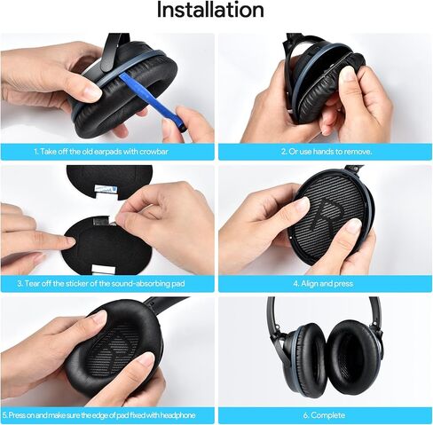 (زوجان + 2 أدوات تثبيت) وسائد أذن بديلة لسماعات Bose Quietcomfort 35 QC25 QC15 Ae2 SoundLink، وسائد أذن ناعمة من إسفنج الذاكرة لسماعات Bose، سمك مريح in Kuwait