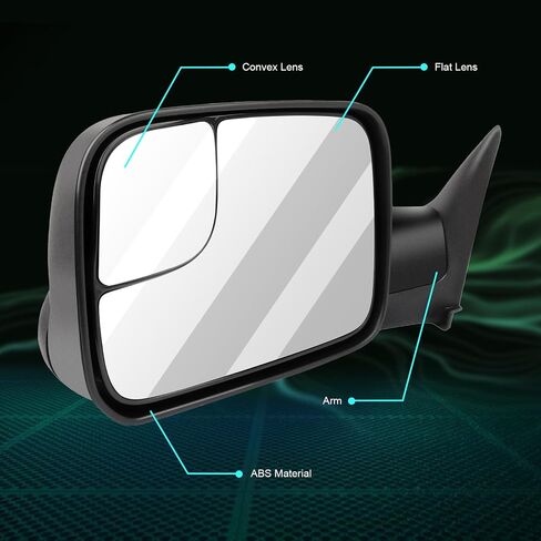 SCITOO Driver Side Mirror fit 1994-2001 for Dodge for Ram 1500 1994-2002 for Dodge for Ram 2500 3500 Left Side Mirror No Heated No Turn Signal Manual Adjusted in Saudi Arabia