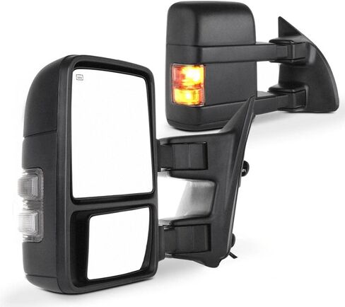 SCITOO Towing Mirrors Tow Mirrors Black Truck Mirrors fit for 1999-2007 for Ford for F250/for F350/for F450/for F550 Super Duty with Pair LH RH Power Heated Turn Signal Manual Folding and Telescoping in Saudi Arabia