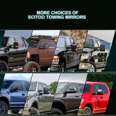 SCITOO Towing Mirrors Tow Mirrors Black Truck Mirrors fit for 1999-2007 for Ford for F250/for F350/for F450/for F550 Super Duty with Pair LH RH Power Heated Turn Signal Manual Folding and Telescoping in Saudi Arabia