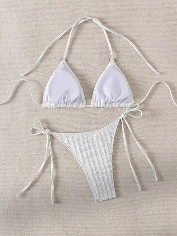 Women's Bikini Set Flower Tie Back Triangle Bathing Suit Set Tie Side Swimsuit 2 Piece Set in Saudi Arabia