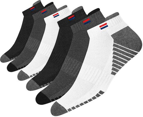 Men's Low Cut Athletic Cotton Cushion Ankle Socks with Sports Tab, Pack of 6 in Saudi Arabia