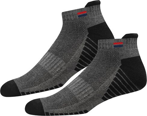 Men's Low Cut Athletic Cotton Cushion Ankle Socks with Sports Tab, Pack of 6 in Saudi Arabia