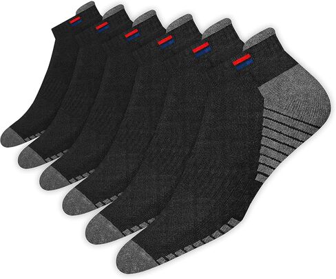 Men's Low Cut Athletic Cotton Cushion Ankle Socks with Sports Tab, Pack of 6 in Saudi Arabia