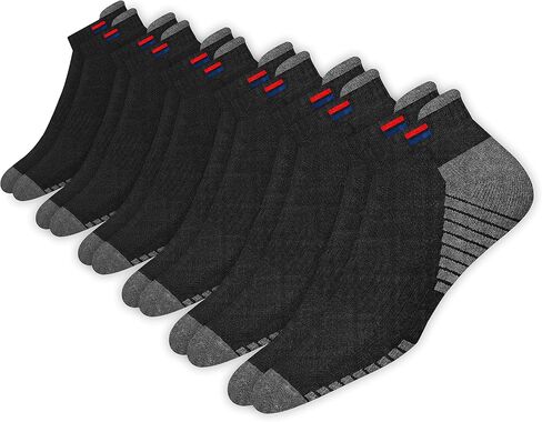 Men's Low Cut Athletic Cotton Cushion Ankle Socks with Sports Tab, Pack of 6 in Saudi Arabia
